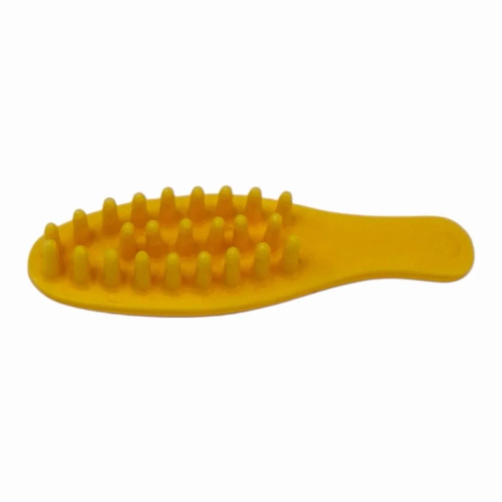 Vintage‎ Yellow Plastic Hairbrush with Heart Design 1